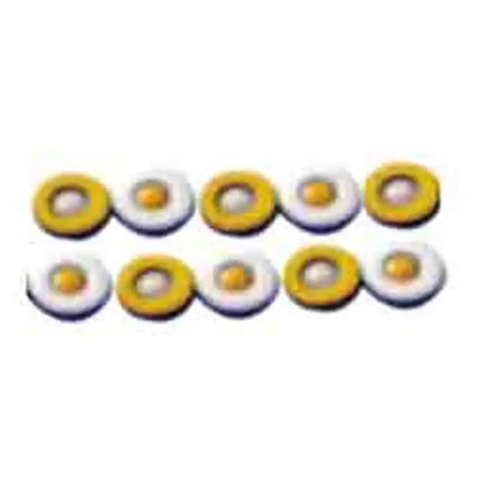Set of 10 circular chakra-style magnets with yellow, purple, and gold rings