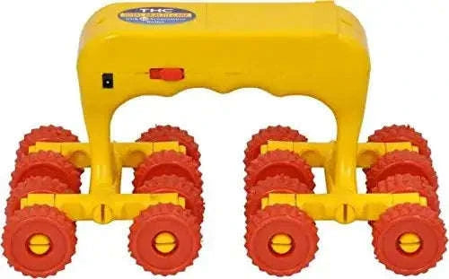 Acupressure massage roller with spiked wheels and handle grips