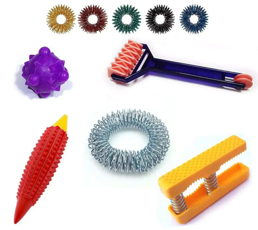 Acupressure Mini 6in1 Kit-Rings,Bracelet,Roller,Ball,Palm Massager - StellerGear