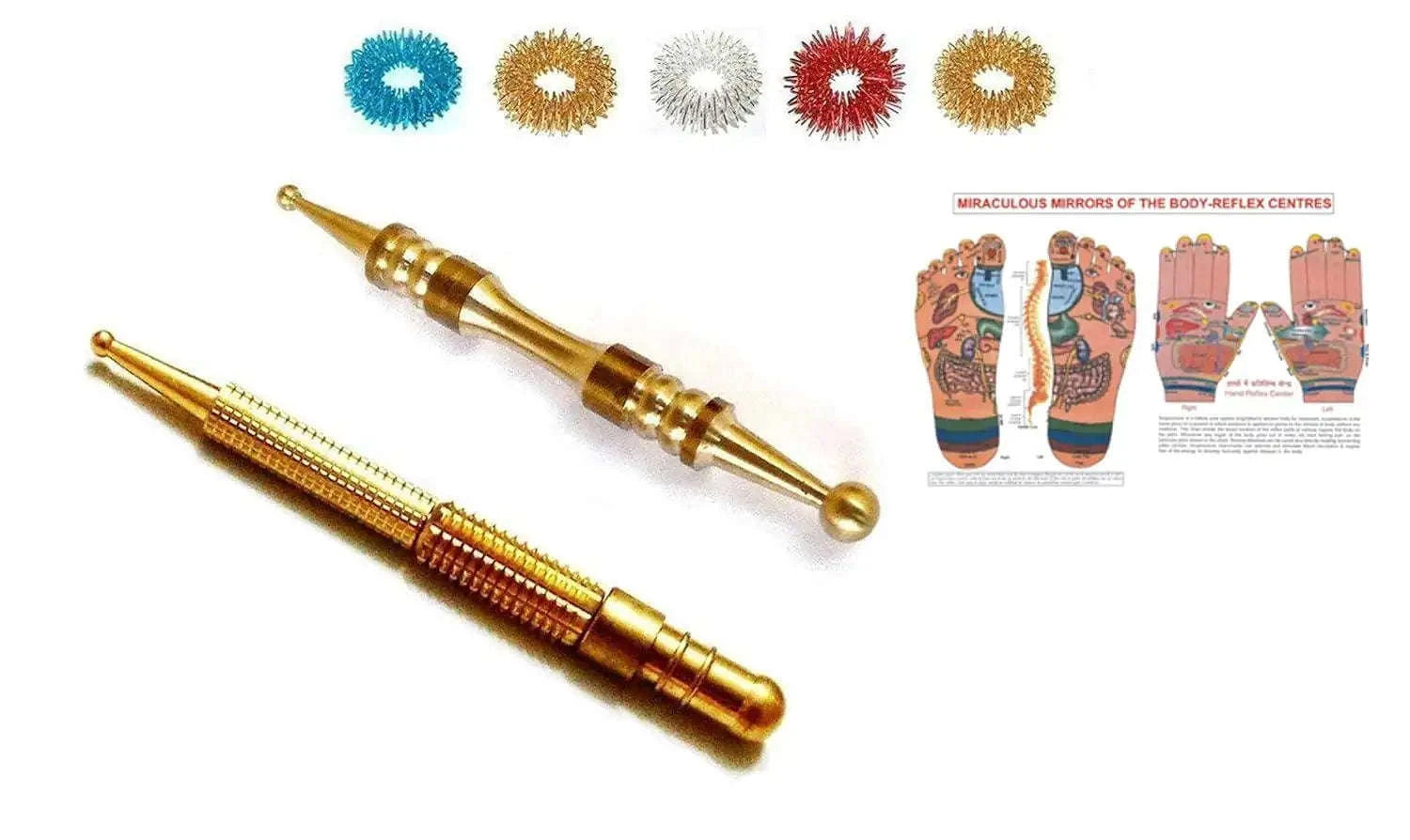 Acupressure Probe Compact with Center Roller and Metal Diagnostic Jimmy Rings