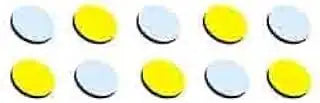 Acupressure massage ring magnets set of 10, round rings in light blue and yellow