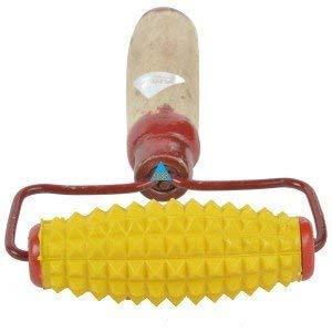 Karela acupressure roller massager with yellow spiked cylinder and red handle
