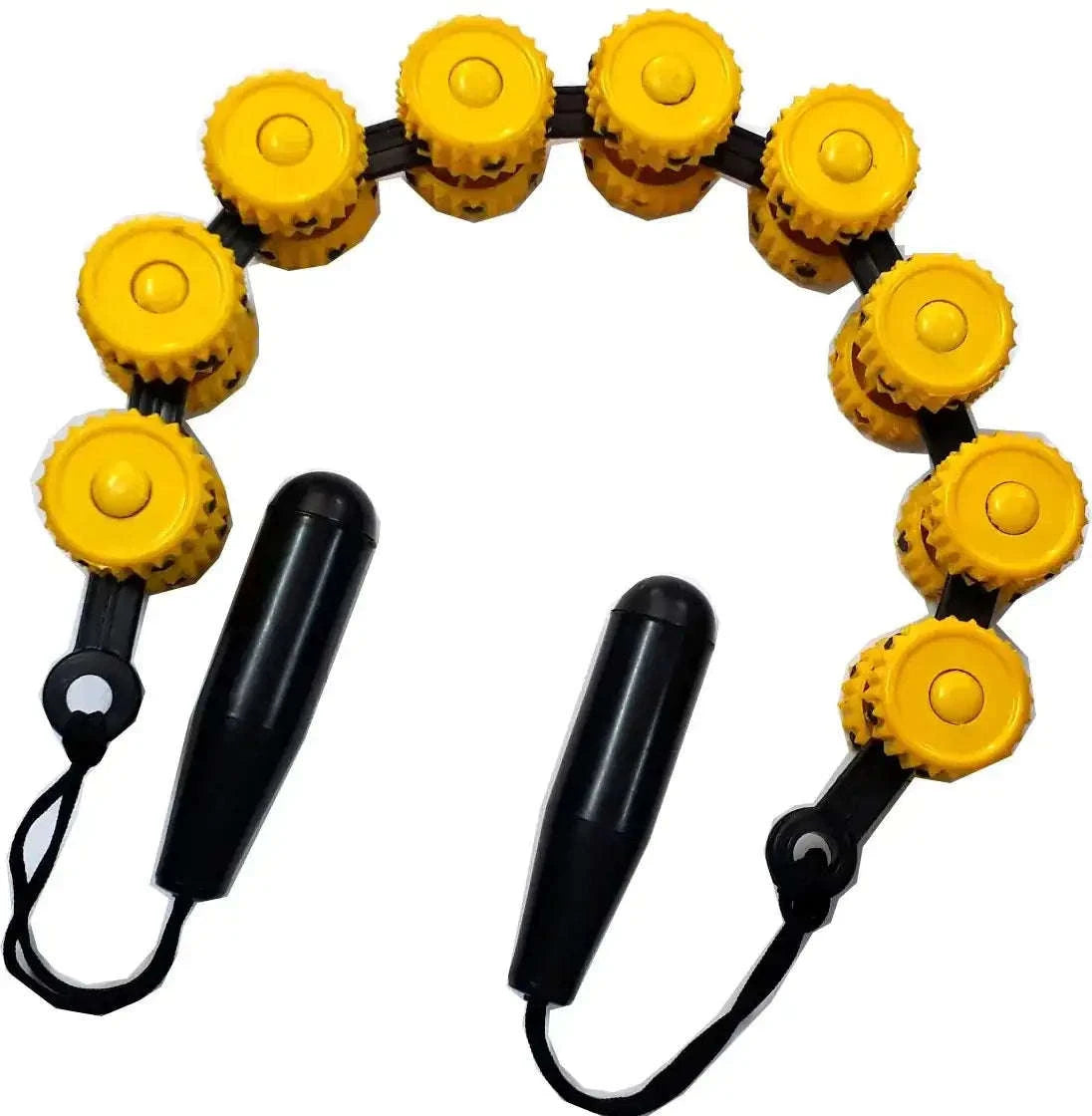 Acupressure wheel massager featuring pyramidal magnetic rollers.