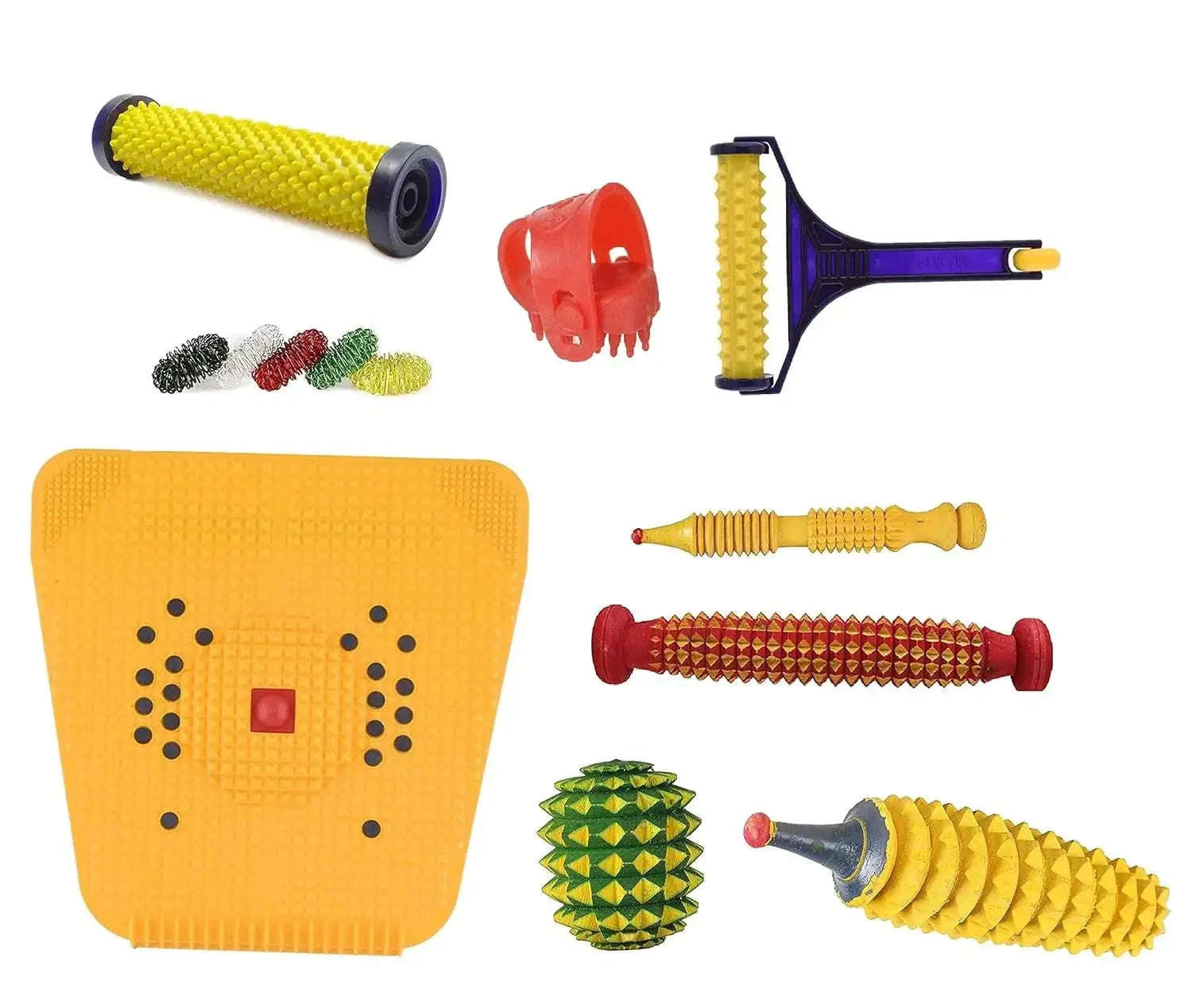 Acupressure Wooden Foot Roller and Magnetic Stress Mat Set