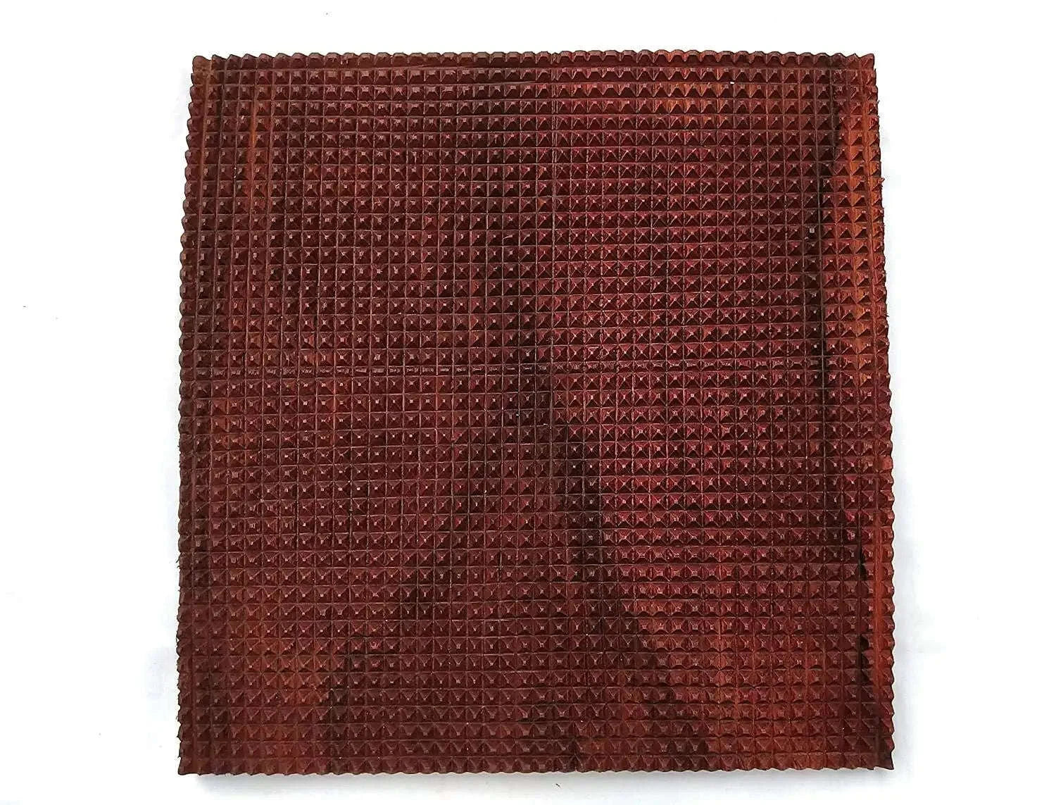 Brown acupressure wooden foot mat designed for foot care.