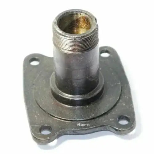 Front axle hub spindle with flange, metal construction, threaded opening