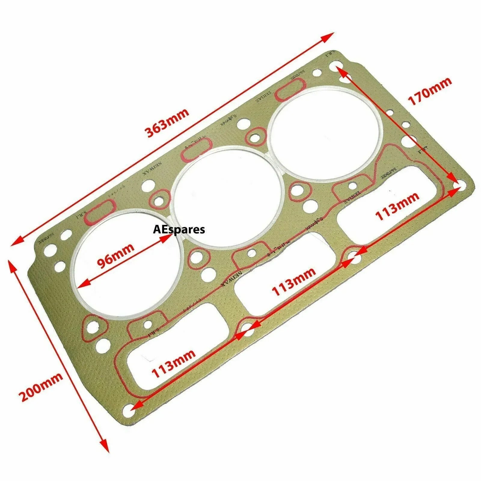 Head top gasket kit, multi-layer steel, 363mm x 200mm, used to fix head gasket in engines