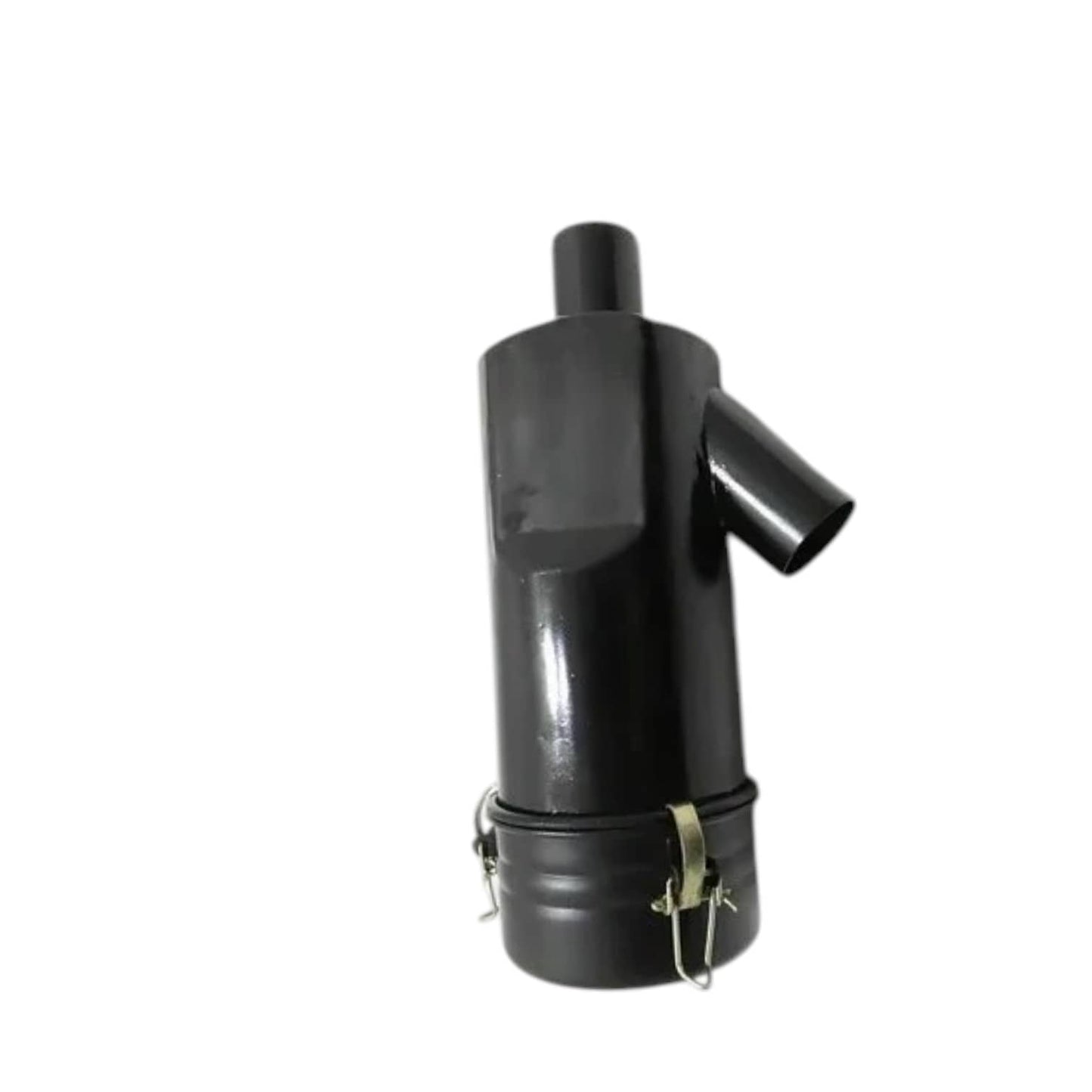 Air cleaner and purifier assembly, black metal, designed for efficient filtration in tractor applications