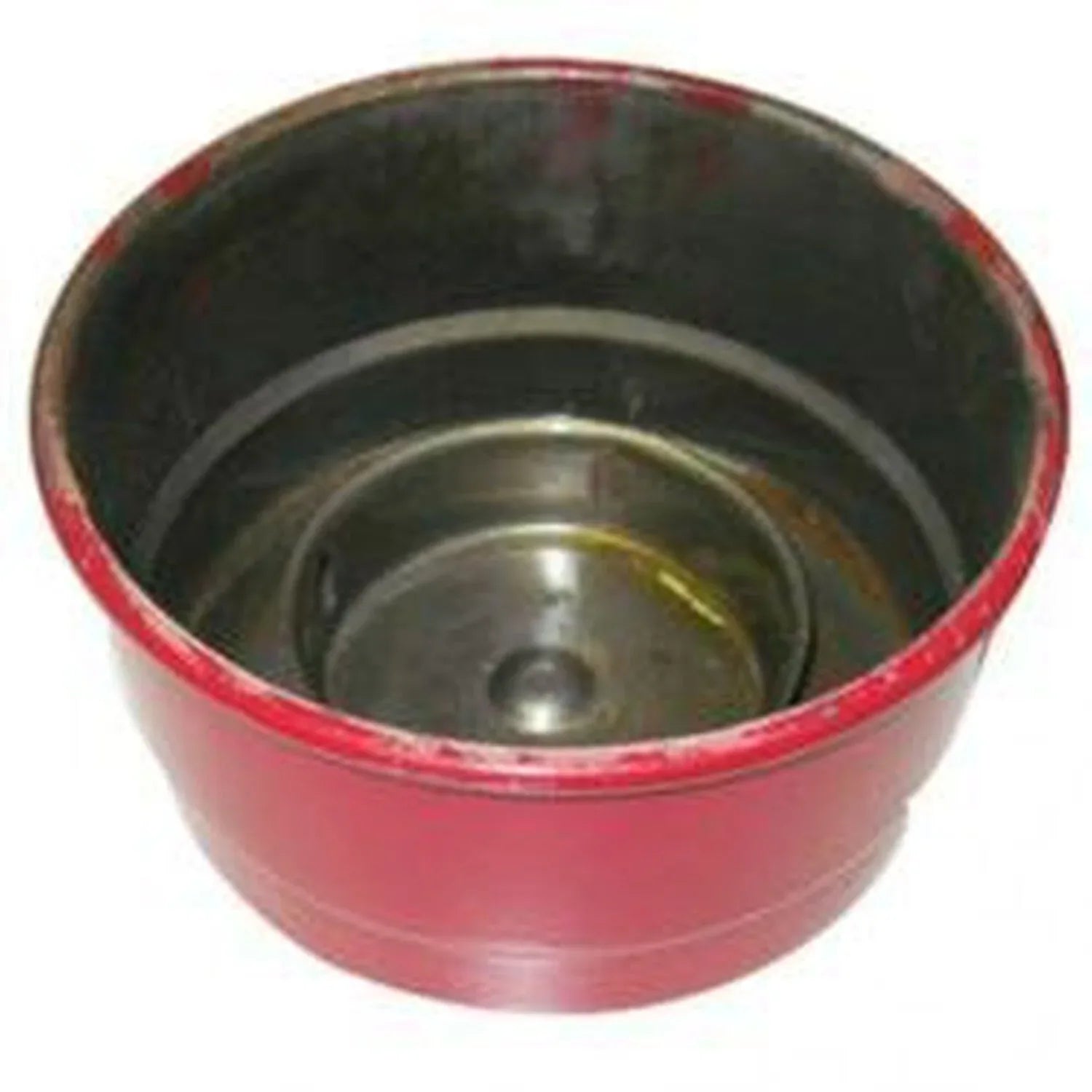 Red air cleaner and purifier bowl, metal construction, designed for efficient filtration in machinery