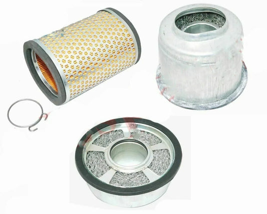 Air cleaner oil bath filter set, aluminum and fiberglass materials, for effective air purification, use with air purifier with a hepa filter.