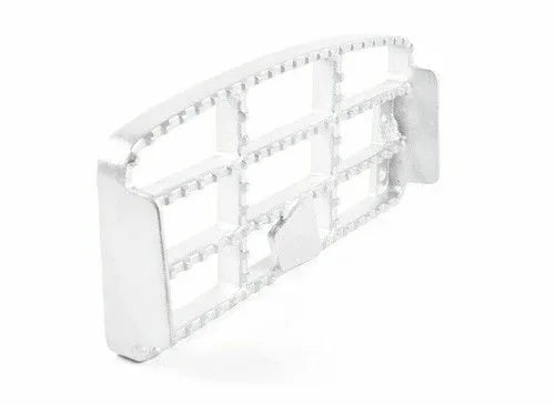 Aluminium cabin step bracket, silver metal, with gridded tread