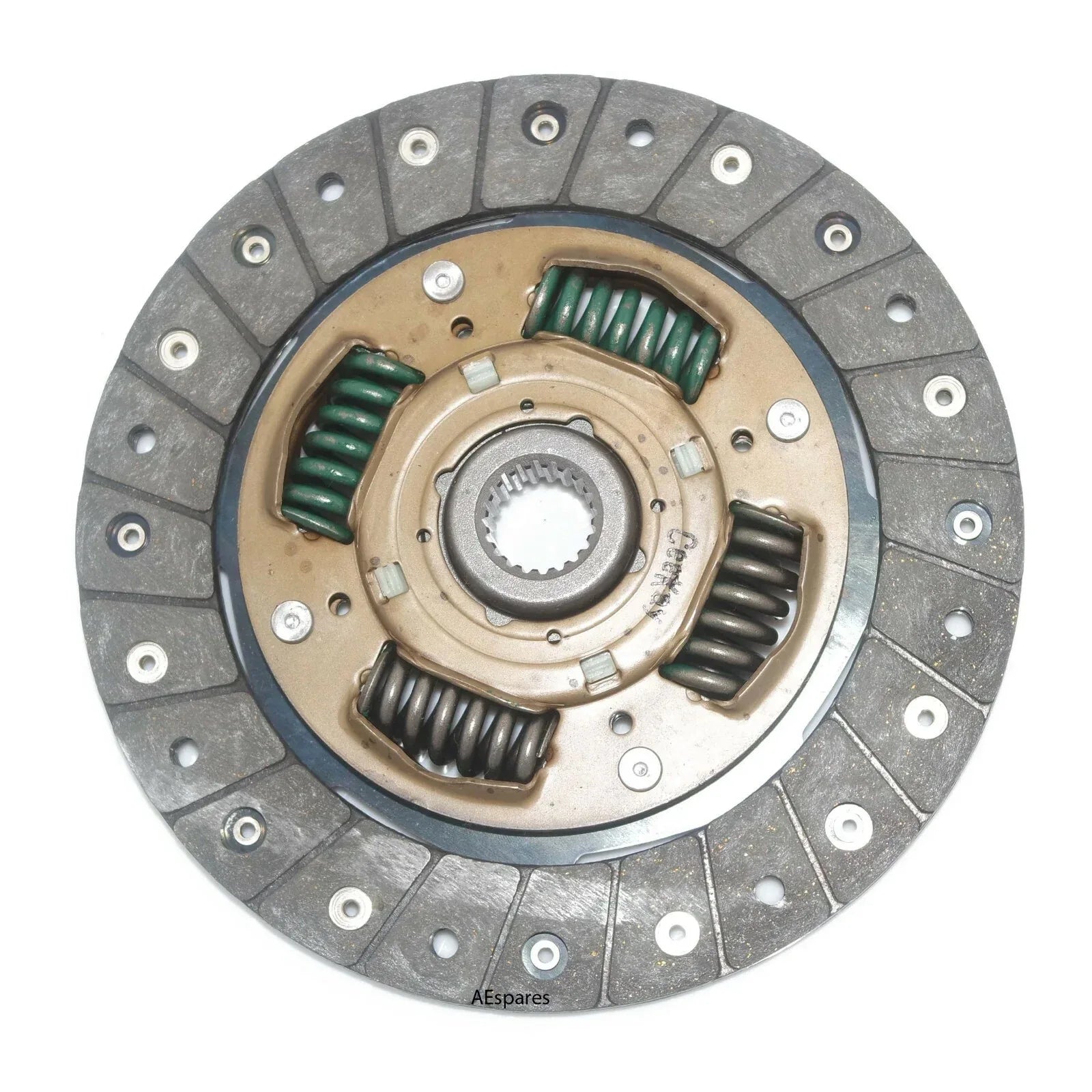 Clutch disc plate with circular metal cover and green coil springs