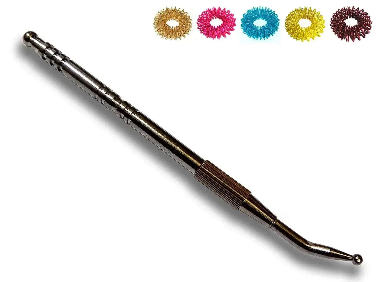 Auriculotherapy Ear Acupuncture Angled Steel Probe Jimmy Free 5 Sujok Rings - StellerGear