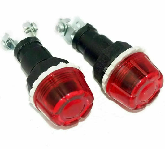 Pair red dashboard warning lights with 12V bulbs, black base