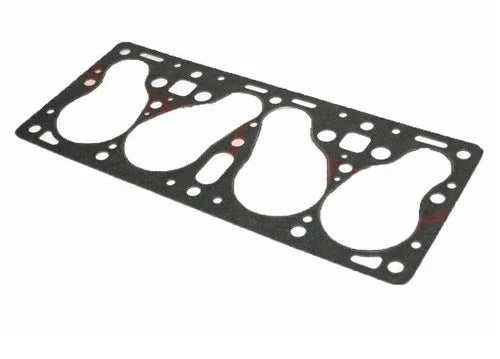 Engine head gasket for L head engines, black metal-style gasket with cutouts