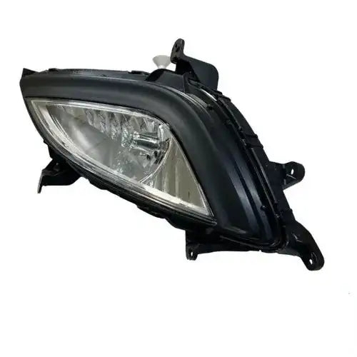 Black fog light with clear lens and reflector, mounting bracket included.
