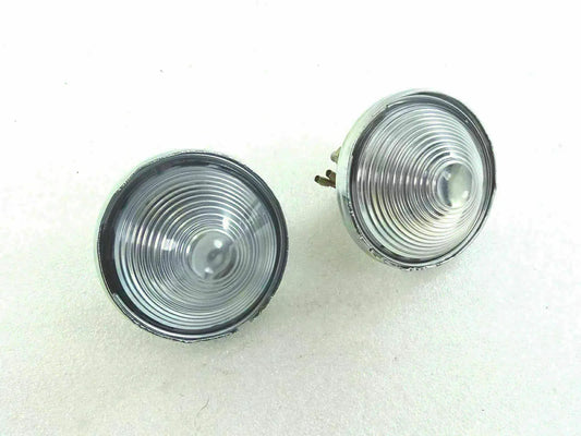 Pair of clear round turn signal lenses with chrome housings