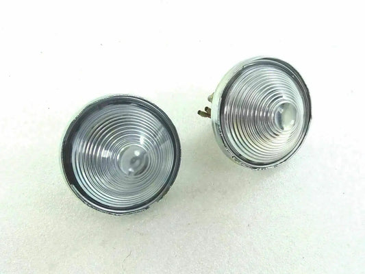 Pair of clear round turn signal lenses with chrome housings