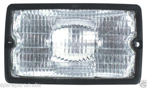 Rectangular front working light with clear glass lens and built-in bulb