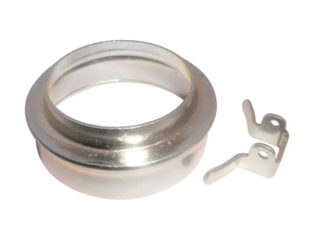 Metal fuel tank filler neck ring with mounting bracket