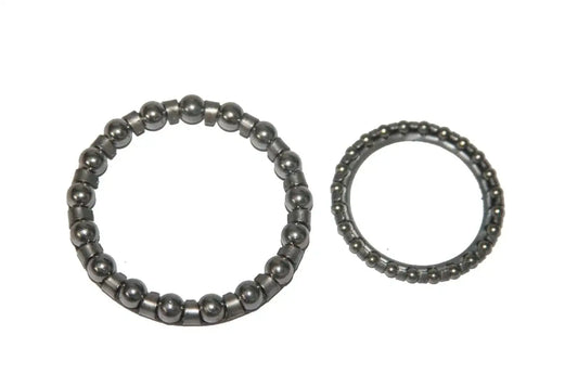 Steering head bearing set, two rows of metal ball bearings
