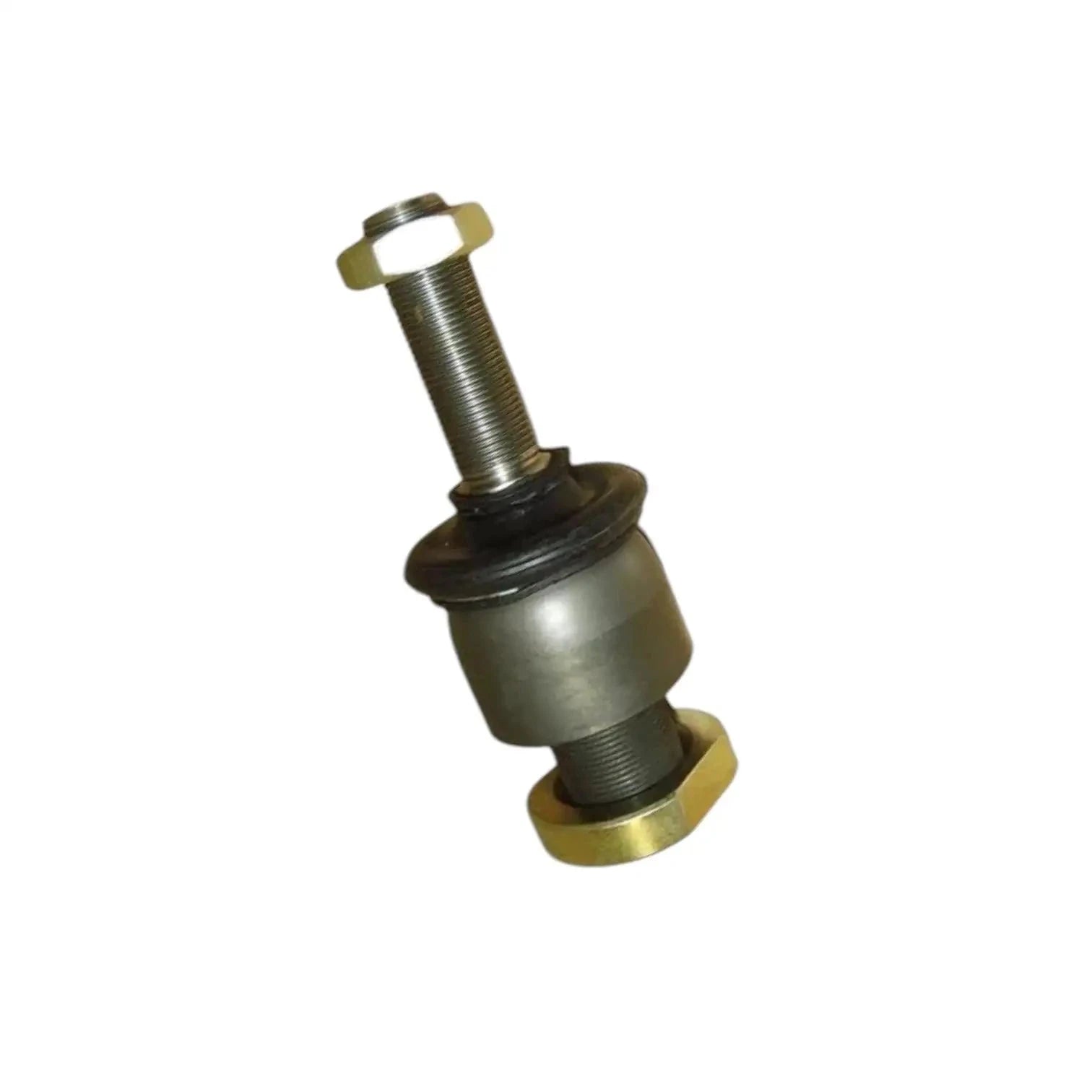 Tractor ball joint assembly with cylinder end, vertical stud and gray cup with brass nut