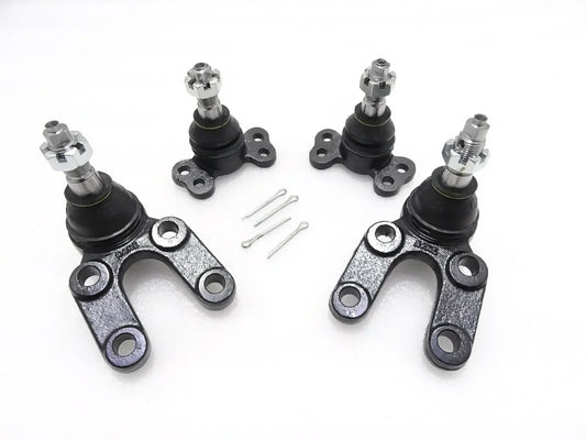 Suspension ball joint kit set with black rubber boots, metal arms, studs, and pins