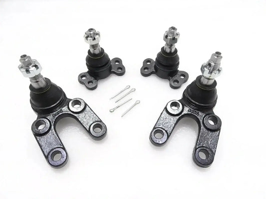 Suspension ball joint kit set with black rubber boots, metal arms, studs, and pins