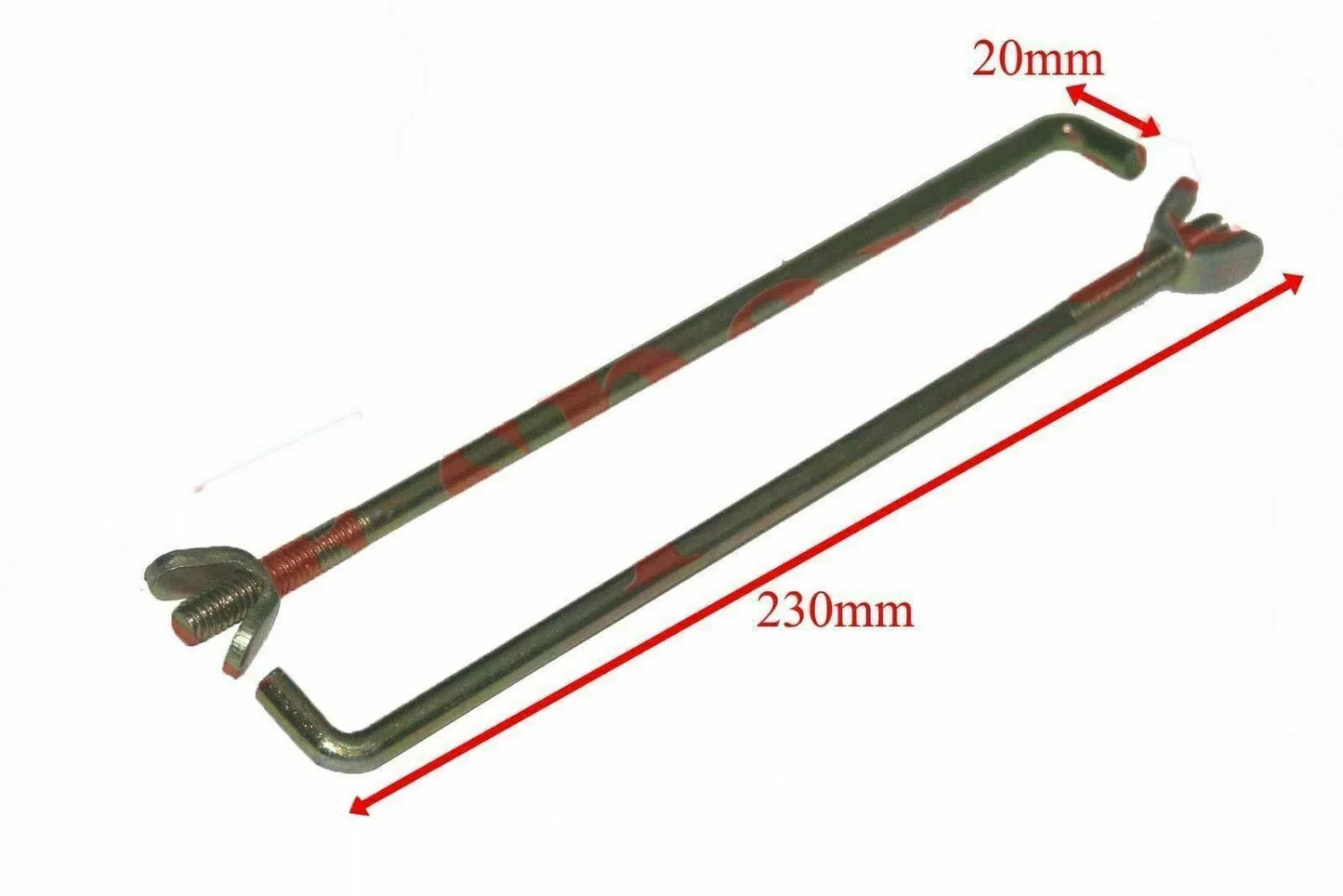 Metal battery hold down J-bolt bar, green finish, threaded ends and U-shaped clamp