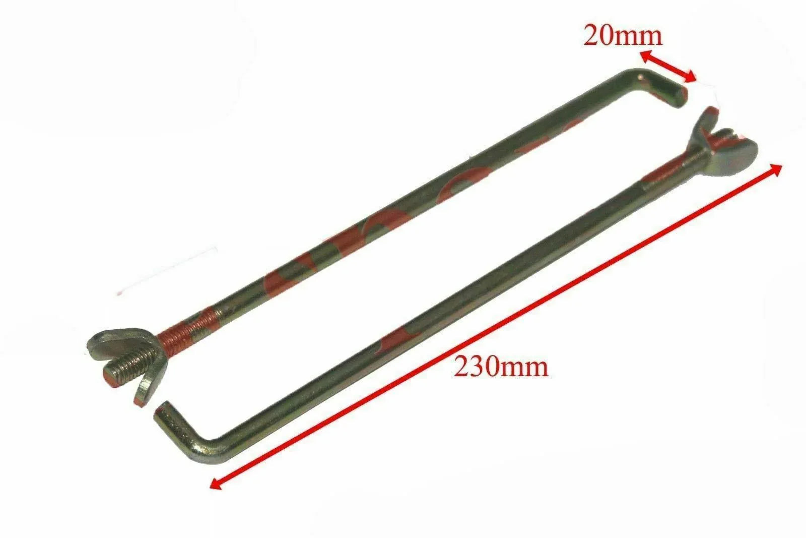 Metal battery hold down J-bolt bar, green finish, threaded ends and U-shaped clamp