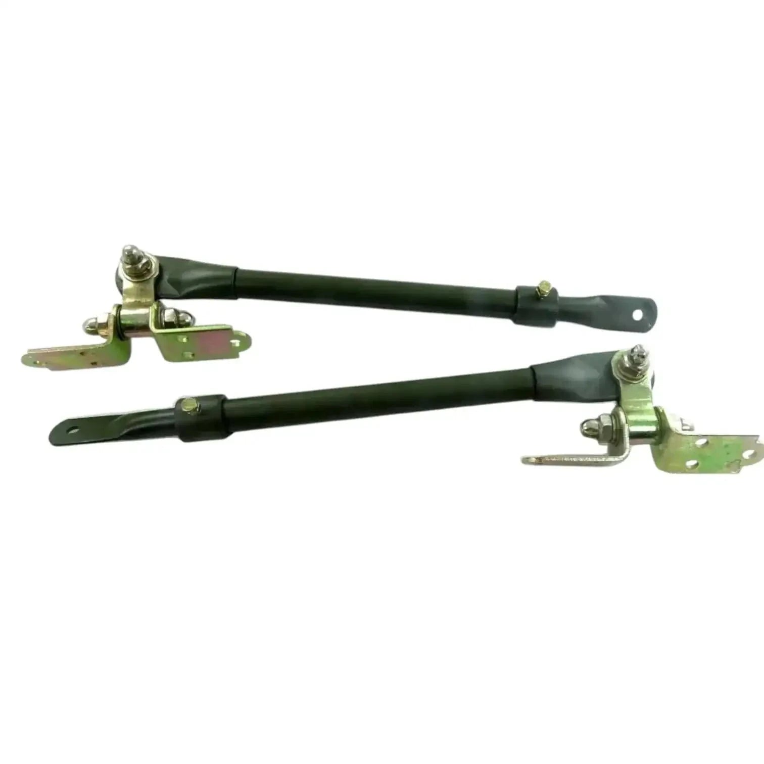 Pair of adjustable mirror arms with green brackets and attachment plates
