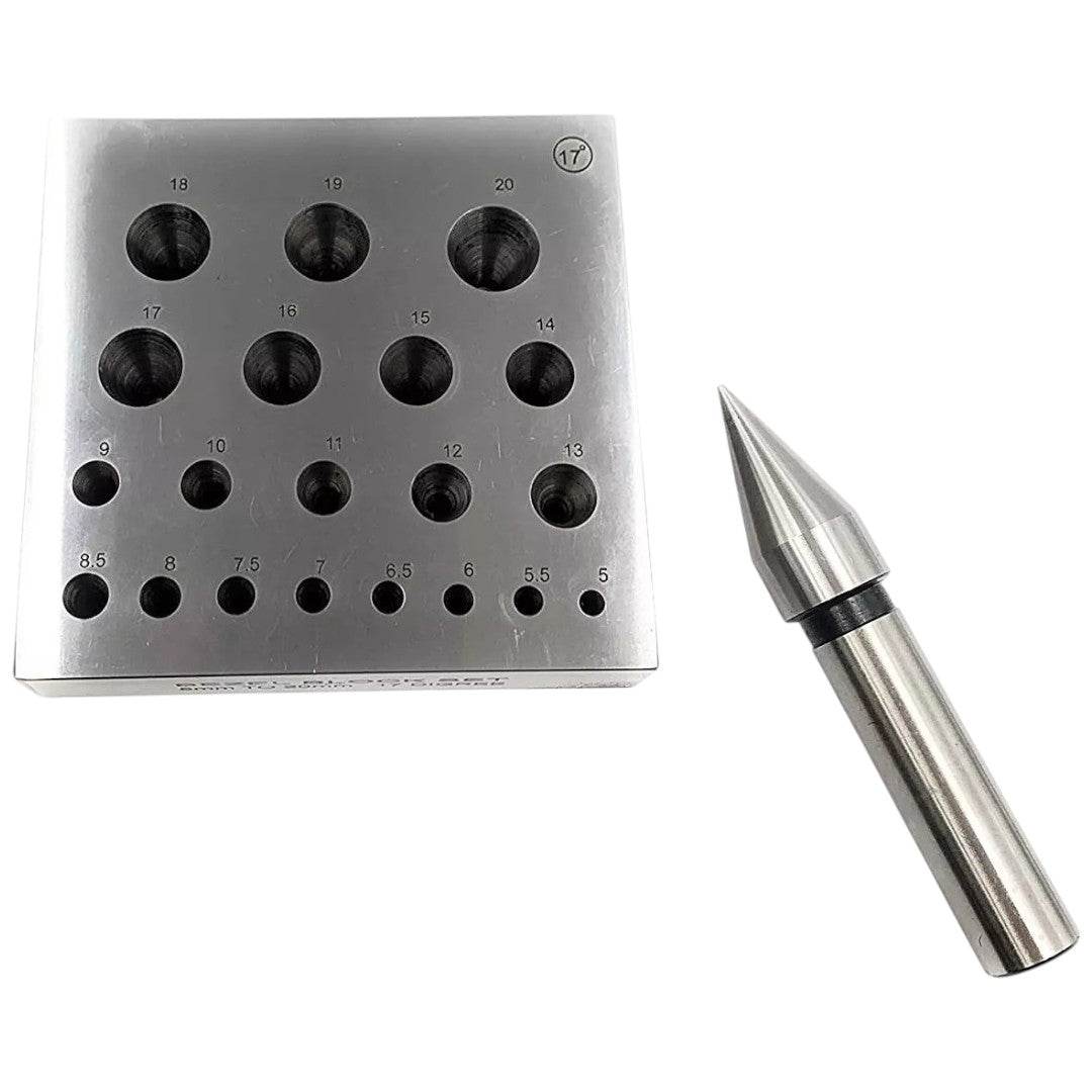 Conical Bezel Forming Block Set with Punch Round Shaped to Form Tapered Stones B - StellerGear