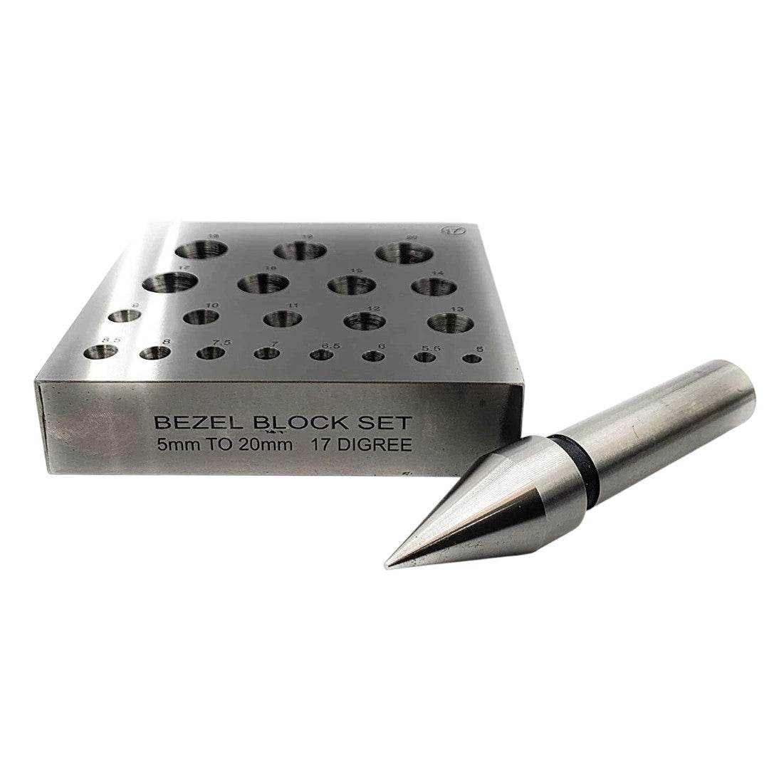 Conical Bezel Forming Block Set with Punch Round Shaped to Form Tapered Stones B - StellerGear