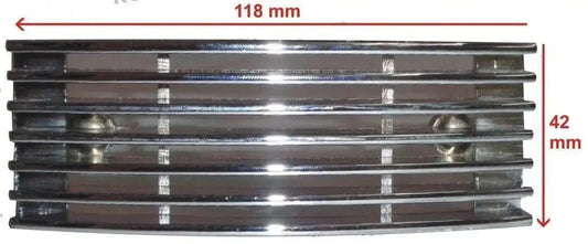 Chrome horn grille with horizontal metal slats