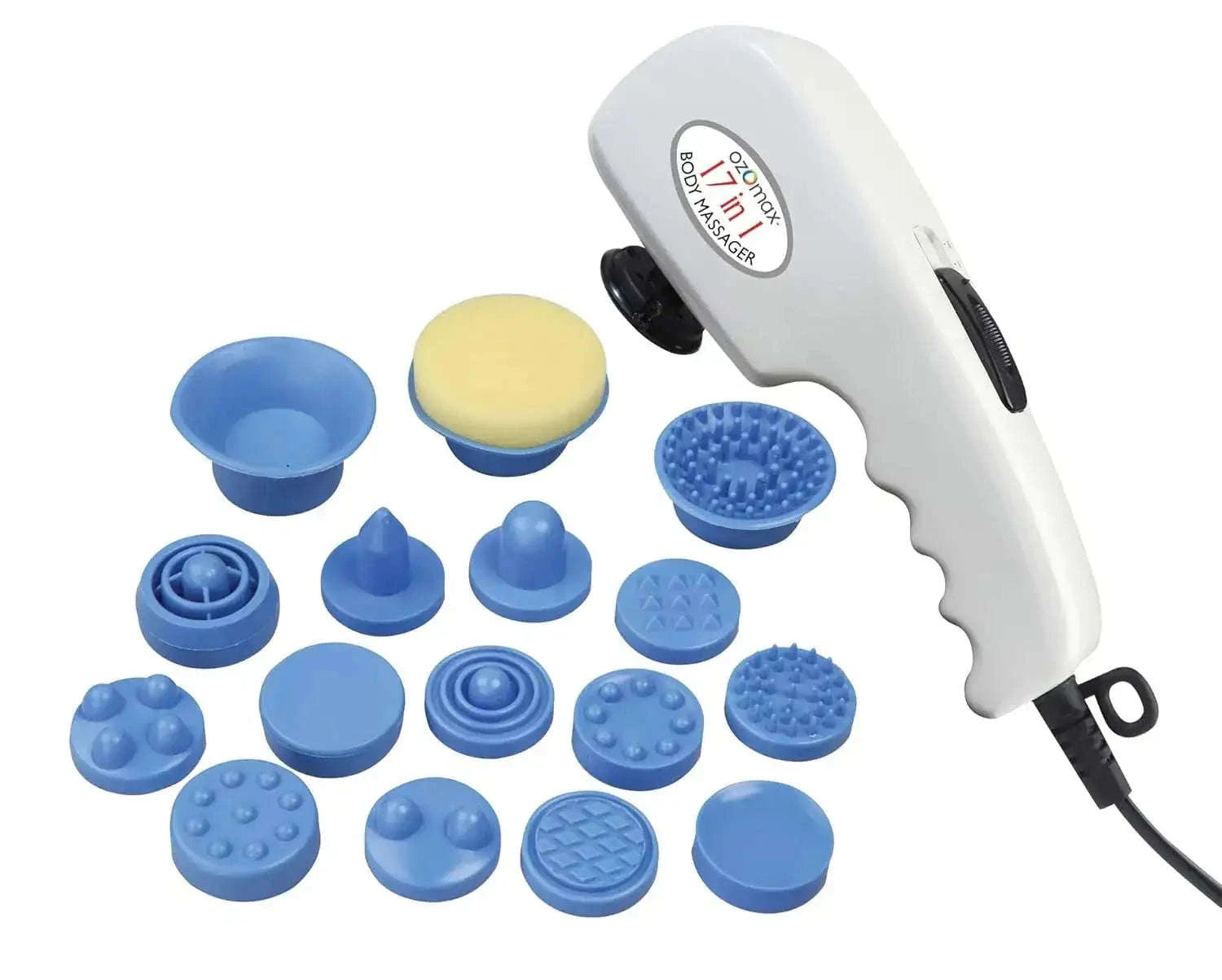 White Pro Massage Apparatus with 17 attachments for muscle relief