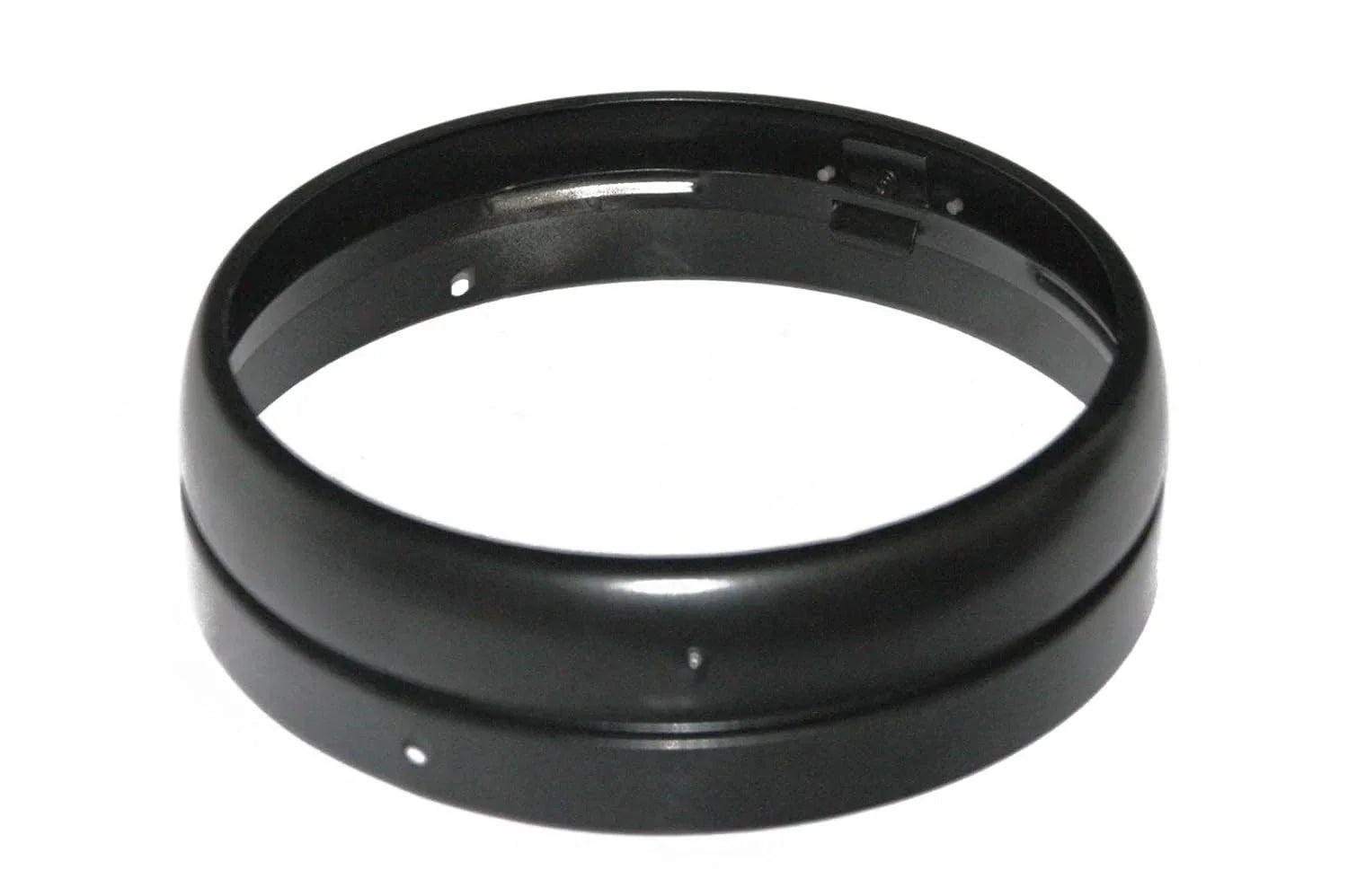 Black powder-coated headlight inner rim, circular metal ring