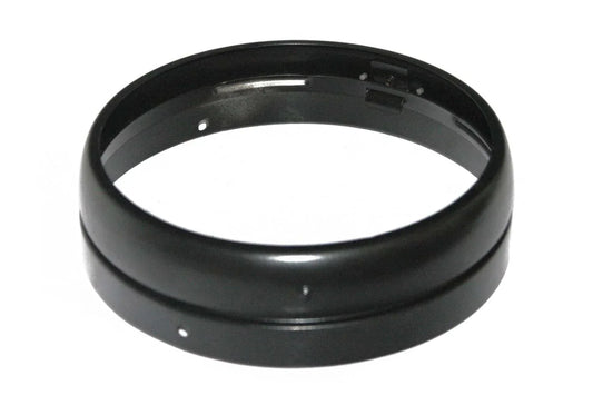 Black powder-coated headlight inner rim, circular metal ring