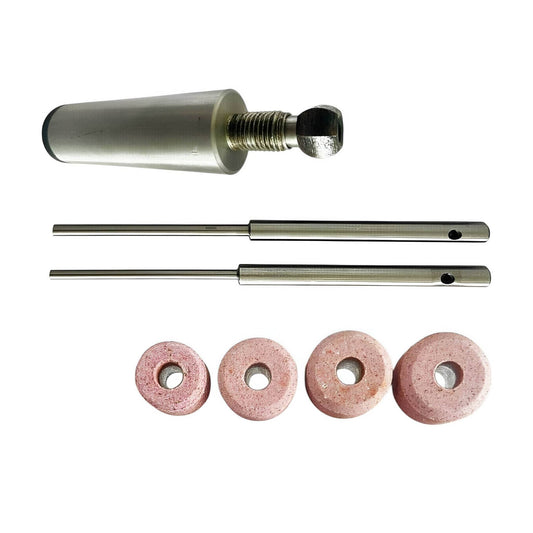 Black Decker valve grinder stone holder with pilots and grinding stones for efficient valve seat grinding