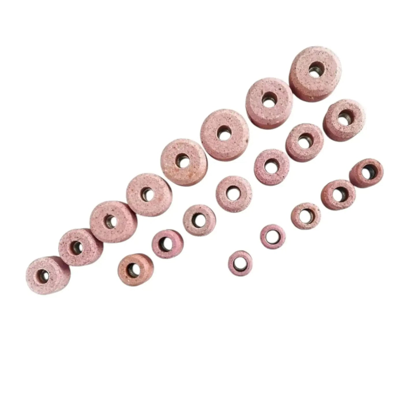 Abrasive valve seat grinding stones, pink discs with center holes