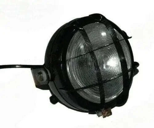 Black Plough Spotlight with Bulb and Grill for Massey Ferguson 6