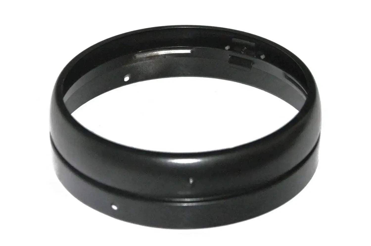 Black powder-coated headlight rim ring with smooth circular profile