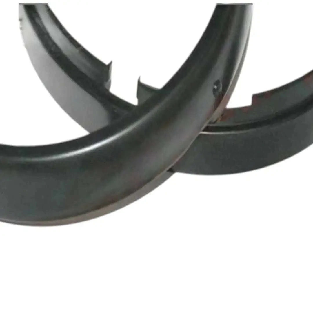 Black powder-coated headlight inner and outer rim for Royal Enfield motorcycles, durable and stylish