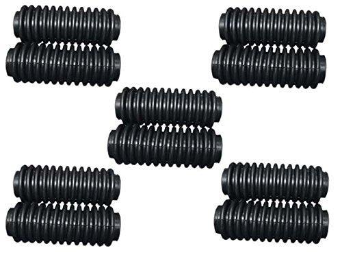 Black rubber motorcycle fork gaiter boot set, accordion ribbed sleeves