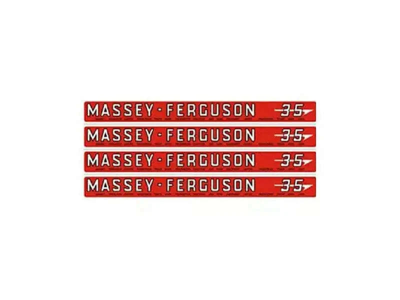 Massey Ferguson MF 35 bonnet decal sticker set in red and black