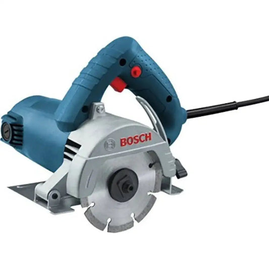 Bosch electric marble cutter with circular blade and side handle, blue body
