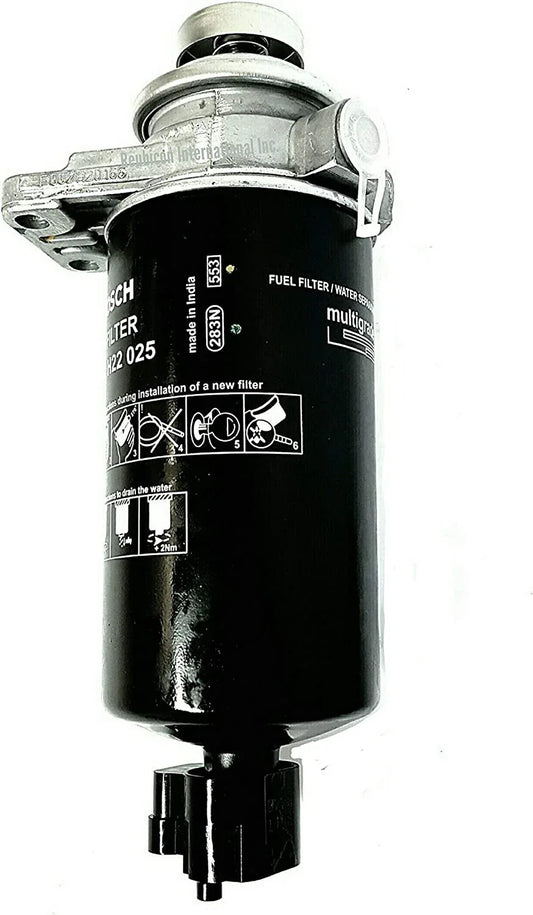 Fuel filter with head and water level sensor, durable design for efficient filtration in tractors