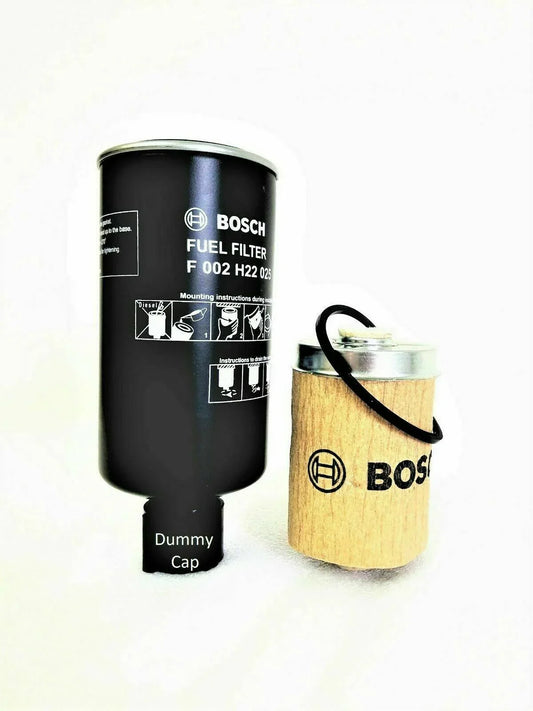 Bosch fuel filter combo for Mahindra tractor, includes main filter and dummy cap for efficient filtration