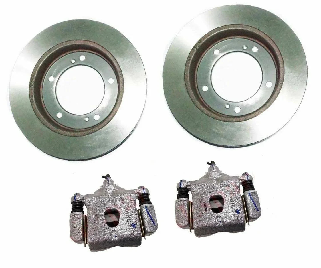Front brake disc and caliper set with two rotors and two front calipers