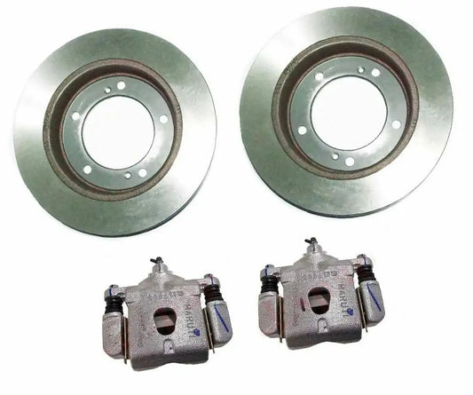 Front brake disc and caliper set with two rotors and two front calipers