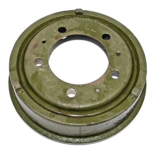 9-inch brake drum with mounting holes, olive green metal ring